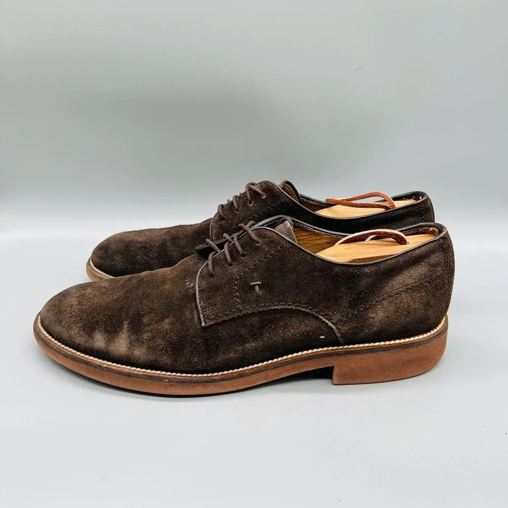 Tod's Derby Oxford Mens 9 Brown Suede Round Toe Casual Comfort Dress Shoes